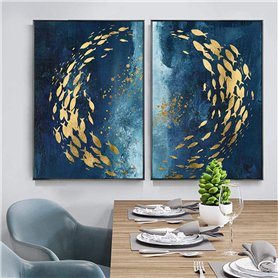 Moderne abstrait mur Art toile peinture poisson d'or bleu mer affiche décoration de la maison peinture murale pour salon 30x40cm