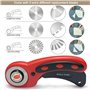 Kit de Couteau Rotatif Cutter Rotatif Couture avec 5 Lames de Rechange Ø 45mm une Découpe Précise Mécanisme de Protection pour C