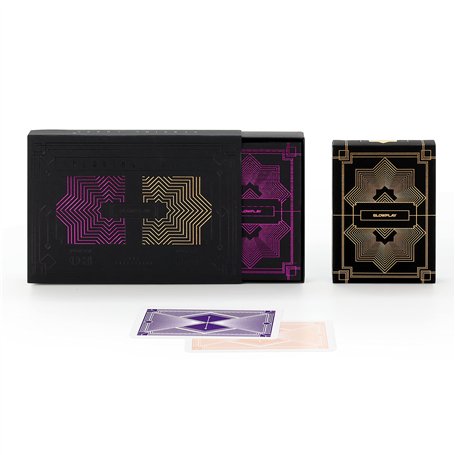 SLOWPLAY Jeu de Cartes Professionnelles 100% Plastique : 2 Jeux (Violet et Or) avec Jumbo Index