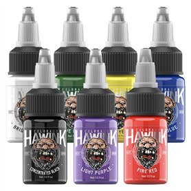 HAWINK Encre Tatouage Professionnel Tattoo Ink 1/2oz (15ml) 7 Bouteilles Kit Tatouage Tinta TI203EU-15-7