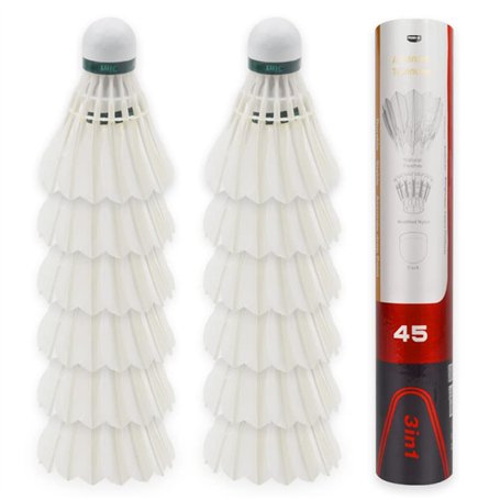 Dmantis D45 Lot de 12 volants d'entraînement larges et durables en plumes Hybird pour badminton et jeu de sports d'intérieur et