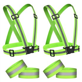 URAQT 2 Pièces Gilet de Sécurité vélo et 4 Pièces Bracelets de Sécurité