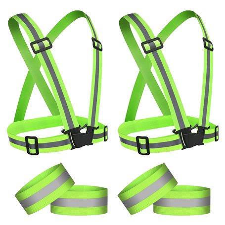 URAQT 2 Pièces Gilet de Sécurité vélo et 4 Pièces Bracelets de Sécurité