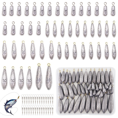 TOKSEO Plombs de pêche 50 pièces Plomb Peche Mer