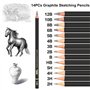 hhhouu Professionnel Colore Crayons de Dessin Art Set, Avec Graphite & Crayons de Couleur au Fusain, Matériel Artistique Idéal C