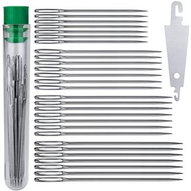 AIEX 28pcs Aiguilles à Coudre à la Main Big Eye Grandes Aiguilles à Coudre dans Un Tube Transparent Ensemble D'aiguilles de Remb