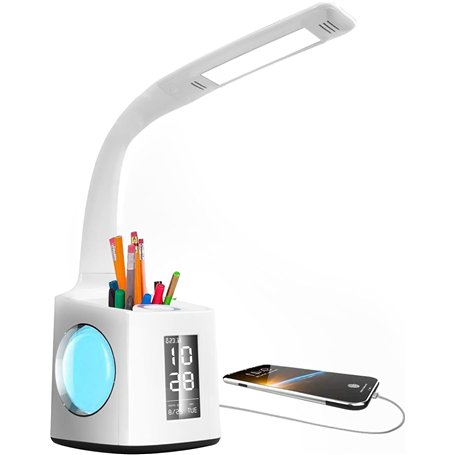 VAZILLIO 7 IN 1 LED Lampe de bureau pour enfants 10W Lampe de lecture Lampe de table Lampe de chevet avec col de cygne Écran LCD