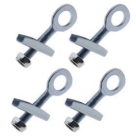 Be In Your Mind Lot de 4 tendeurs de chaîne de 10 mm avec écrous anti-perte en acier argenté pour mini motos
