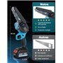 DETLEV PRO Mini Tronconneuse à Batterie 4000mAhX2 6 Pouces Tronçonneuse Électrique Sans Fil 2 Chaînes Portable Tronconneuse Ther
