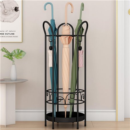 mosegor Porte-Parapluie Rond en métal avec 3 Crochets