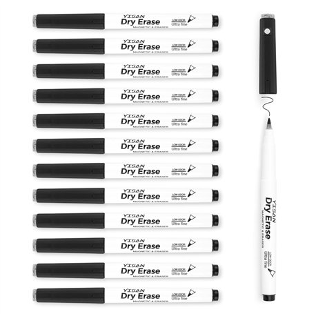 YISAN Feutre Tableau Blanc Effacable Magnetique Ultra Fine Pointe de 0