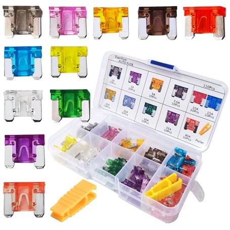 DY.2ten 110 Pièces Fusible Voiture Micro Set 2A/3A/5A/7.5A/10A/15A/20A/25A/30A/35A/40A Car Fuses Petit Fusibles Automobile pour