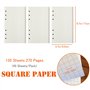 DY.2ten Lot de recharges A6 à 6 trous – 135 feuilles (270 pages) de papier graphique + 2 pochettes A6 à fermeture éclair + 5 int