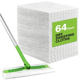HOMEXCEL Lot de 64 chiffons de balayage secs compatibles avec la balayeuse Swiffer - Recharges jetables pour balai et nettoyage