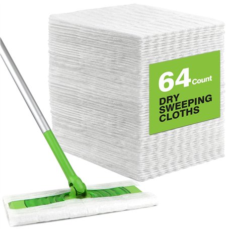 HOMEXCEL Lot de 64 chiffons de balayage secs compatibles avec la balayeuse Swiffer - Recharges jetables pour balai et nettoyage