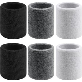 SULOLI 6pcs Sport Bandeau Poignet Sport Serre Poignets Coton Protège Poignet pour Tennis