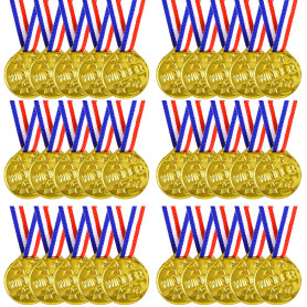 SULOLI 30 Pièces Médailles Enfants-Médaille d'or avec Rubans de Cou-Plastique Medaille Recompense pour Jeux Scolaires