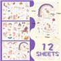 GEBETTER 12Feuilles Tatouage Temporaire Licorne Autocollant Tatouage Ephémère Etanche Décoration Fête Cadeau Anniversaire pour E