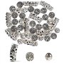 40Pcs Perle Alliage Intercalaire 3 Styles Arbre de Vie Tube Tibétain Rond Antique DIY Assortiment Argenté pour Bijoux Collier Br