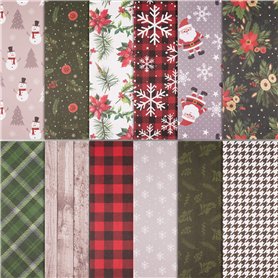24 Feuilles Noël Matériel Scrapbooking en Papier Accessoires Décoratifs Bricolage Papeterie pour Décoration Noël Carte de Vœux J
