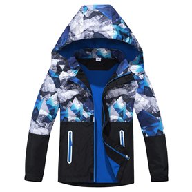 Adorel Coupe Vent Chaud Camouflage Veste Imperméable Garçon Bleu Clair 6-7 ans (Taille Fabricant: 130)