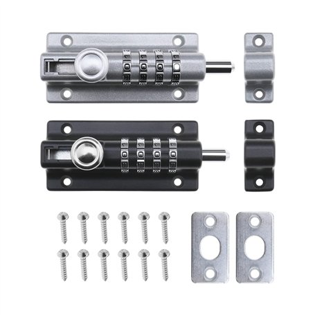 Create idea 2PCS Verrou à Combinaison à 4 Chiffres Verrouillage de Sécurité Sans Clé Loquet à Glissière Coulissant Verrouillable