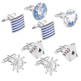 Create idea 4 paires Boutons de Manchette Hommes Boutons de Manchette Chemise Classique Boutons de Manchette pour Homme Père Mar