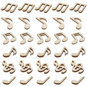 Create idea 200pcs Note de Musique Copeaux de Bois Note Inachevée Pièces de Bois Mixte Tranches de Bois Découpe Embellissements