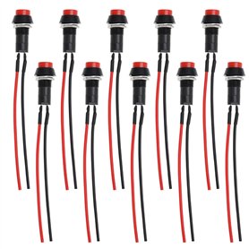 Create idea 10pcs Interrupteur à Bouton-Poussoir Momentané Interrupteur à Klaxon Filaire Rond avec Fil Pré-soudé 12-24V 10cm pou