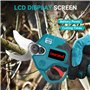 ONEVAN secateur a batterie, secateur electrique sans fil avec 2x1.5ah batteries et coffret, diamètre de coupe 30 mm, affichage n