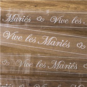 Tulle “Vive les Mariés” 8cmx10m Rouleau Ruban Blanc Paillette Décoration Mariage pour Nœud Voiture Chaise Table Bouquet Emballag