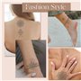 4Pcs Tatouage Temporaire Fleur Noire Motif Mandala Autocollant Tatouage Ephémère Etanche pour Femme