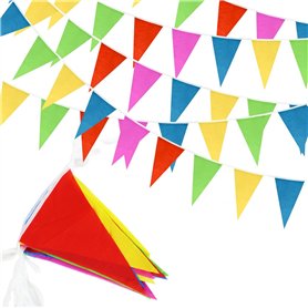 SULOLI 150pcs Multicolor Fanions Imperméable-80M Guirlande Fanions Drapeaux Triangle pour Anniversaire Mariage Intérieur Extérie