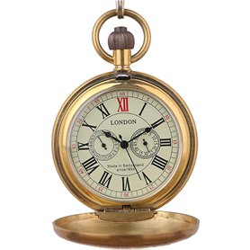 Tiong Montre de poche et gousset mécanique en cuivre antique pour homme avec chaîne et boîte cadeau de Noël