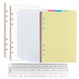 Classeur A5 6 Trous Avec Recharge Papier 160 Feuilles/320 Pages