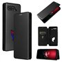 BeyondTop Coque pour ASUS ROG Phone 5, Housse Étui en Fibre de Carbone Cuir Flip Portefeuille avec, Rabat avec Fente Carte et Su