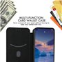 BeyondTop Coque pour ASUS ROG Phone 5, Housse Étui en Fibre de Carbone Cuir Flip Portefeuille avec, Rabat avec Fente Carte et Su