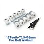 10 pièces 12 dents trapèze T2.5 poulie de distribution alésage 5mm aluminium for largeur 6mm T2.5 courroie synchrone T2.5 poulie