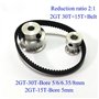 Jeu de poulies de distribution GT2 30 et 15 dents réduction 2:1 alésage 5 6 6.35 8 roues synchrone largeur de courroie 6mm CNC p