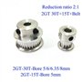 Jeu de poulies de distribution GT2 30 et 15 dents réduction 2:1 alésage 5 6 6.35 8 roues synchrone largeur de courroie 6mm CNC p