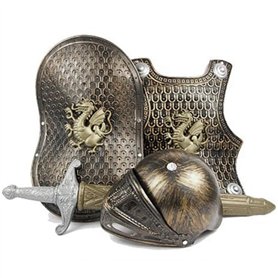 Knight Costume Kids 4pcs / Set Dragon Pattern Armor médiéval Knight comprend un casque