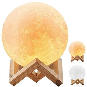 DESABF Lampe de sol à LED en forme de lune 3D avec variateur d’intensité