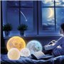 DESABF Lampe de sol à LED en forme de lune 3D avec variateur d’intensité, contrôle tactile, charge USB, lumière blanche chaude e