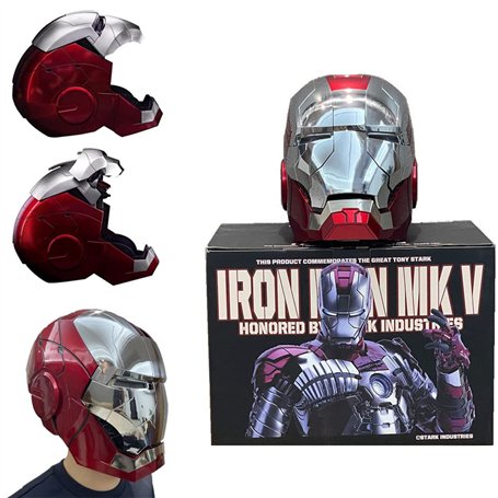 flydragon Marvel Legends Iron Man Mk5 Casque électronique 1: 1 Wearable English Voice Control Masque à Ouverture et Fermeture él
