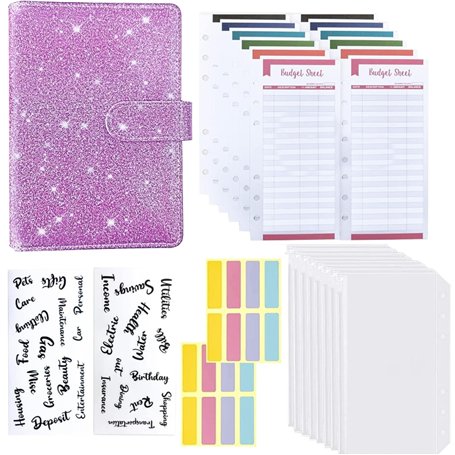 A6 Handbook Bag Macaron Notebook Leather PU PU Budget en espèces-feuille Notebook comprenant un carnet + sac à fermeture éclair