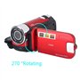 Socobeta Caméscope Numérique Caméra Vidéo Caméscope 16x HD 32g Carte Mémoire Externe Rotation de 270°(Rouge)