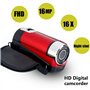 Socobeta Caméscope Numérique Caméra Vidéo Caméscope 16x HD 32g Carte Mémoire Externe Rotation de 270°(Rouge)