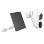 Cameras de sécurité Solaire Extérieure 2MP Double Objectif, Caméra WiFi à Distance, Kit de Système Surveillance avec Panneau Sol