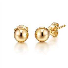 Boucles D'oreilles Tige Boule Plaqué Or