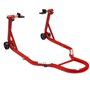 Cruizer Béquille arrière rouge avec fixations à plaques pour moto avec barres de renfort latérales réglables et 4 roues sous-jac